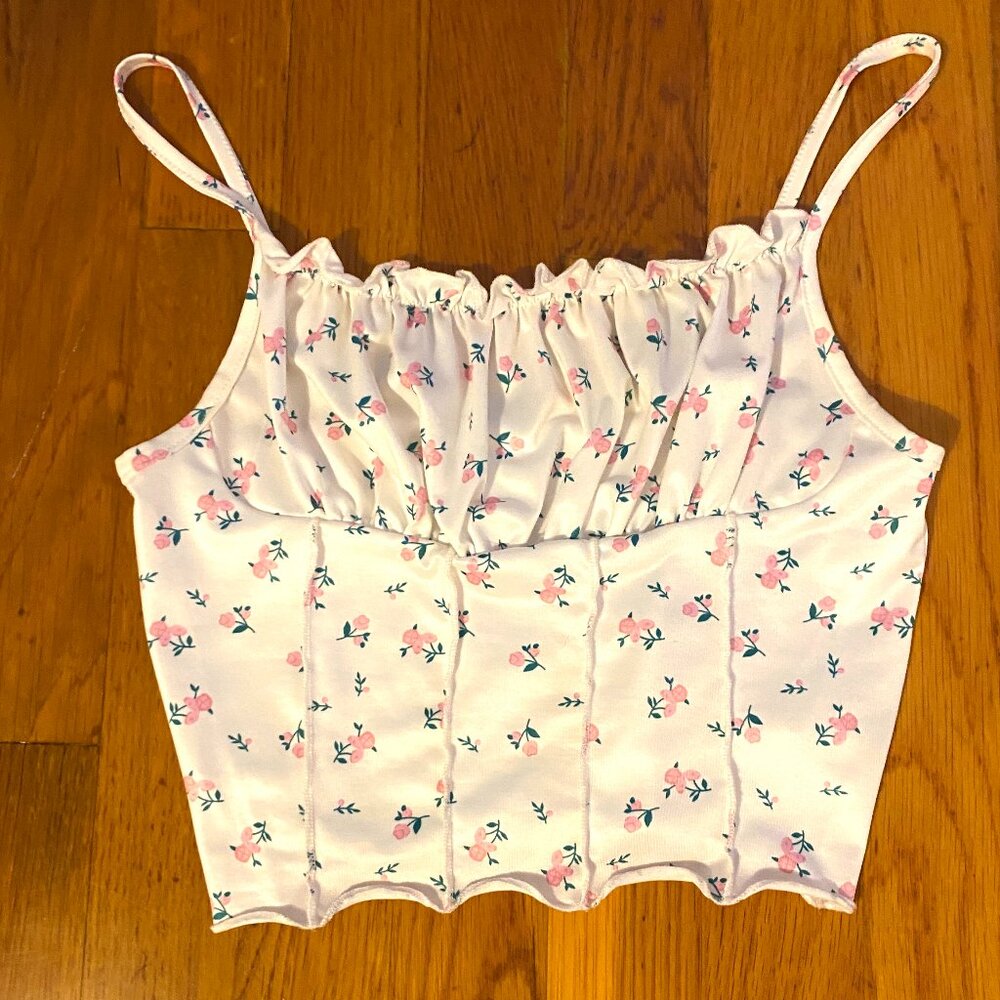 Floral satin tank top